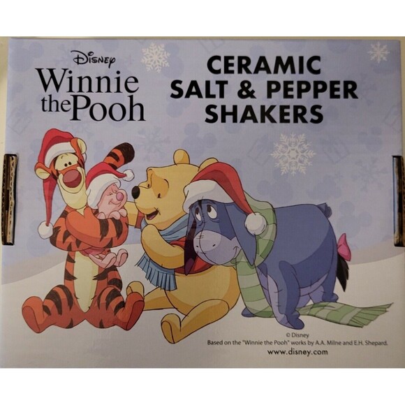 Disney Winnie the Pooh Christmas Tree Ceramic Salt & Pepper Shaker Set - Picture 2 of 4